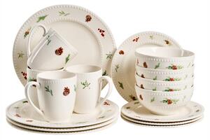16-dielna sada jedálenského riadu biela porcelán reaktívna glazúra ručne vyrobený servis pre 4 osoby s vianočným motívom