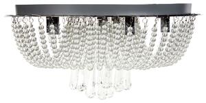 Luster strieborný železný závesná lampa s krištáľmi chrómovaný povrch glamour štýl obývacia izba jedáleň