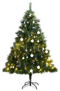 Umelý výklopný vianočný stromček 150 LED a sada gúľ 150 cm