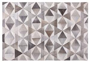 Koberec sivý z pravej hovädzej kože 140 x 200 cm patchworkový geometrický vzor obdĺžnikový moderný