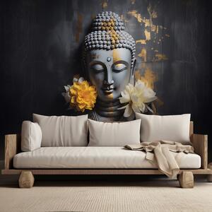 Fototapeta Sivý Budha a kvety Materiál: Vliesová, Rozmery: 200 x 140 cm