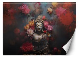 Fototapeta Budha obklopený kvetmi Materiál: Vliesová, Rozmery: 200 x 140 cm