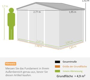 Záhradný domček Outsunny 4,9 m², záhradný domček so sedlovou strechou, posuvnými dverami a základmi