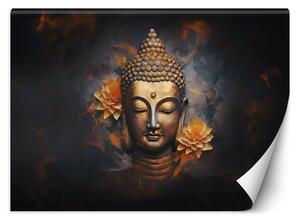 Fototapeta Zlatý Budha a kvety Materiál: Vliesová, Rozmery: 200 x 140 cm