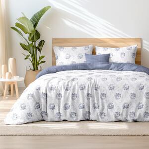 Goldea bavlnené posteľné obliečky - tmavo modré kvetované ornamenty s geometrickými tvarmi 140 x 200 a 70 x 90 cm