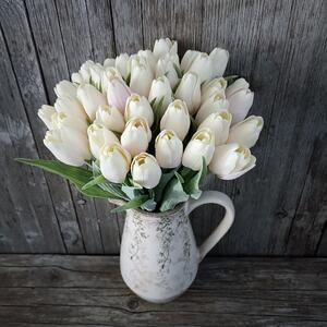 Tulipán umelý bielo-fialový jemne bielený 43cm, cena za 1ks