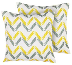 Sada 2 záhradných vankúšov viacfarebná polyester 45 x 45 cm štvorcový tvar geometrický vzor chevron odolnosť voči UV moderný štýl exteriér