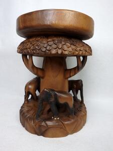 Odkladací stolík / taburet BUSUANGA, exotické drevo, ručná práca