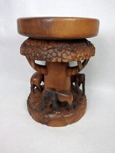 Odkladací stolík / taburet BUSUANGA, exotické drevo, ručná práca