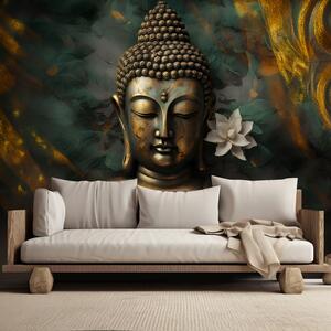 Fototapeta Zlatý Budha na abstraktnom pozadí Materiál: Vliesová, Rozmery: 200 x 140 cm