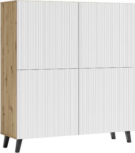 VYSOKÁ KOMODA, biela, dub artisan, 120/130/39 cm Livetastic - Online Only obývacie izby, Online Only