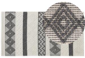 Koberec svetlobéžový a sivý 80 x 150 cm vlna a polyester ručne tkaný s geometrickým vzorom boho