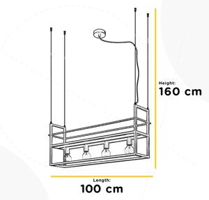ONLI - Luster na lanku s poličkou JEFFER 4xE27/22W/230V čierna