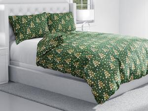 Biante Vianočné bavlnené posteľné obliečky Sandra SA-407 Hviezdičky a stromčeky na zelenom Predĺžené 140x220 a 70x90 cm