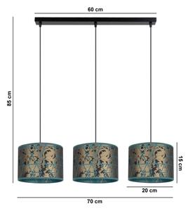 Luster na lanku REZO 3xE27/60W/230V zlatá/tyrkysová