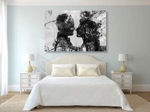 Obraz podoba lásky v čiernobielom prevedení - 60x40