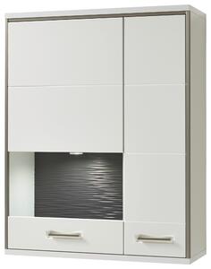ZÁVESNÁ VITRÍNA, sivá, strieborná, biela, biela s vysokým leskom, 94/120/38 cm Livetastic - Sklenené vitríny, Online Only