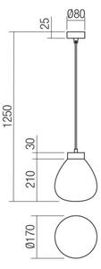 Redo 01-3196 - Luster na lanku LUKE 1xE27/42W/230V pr. 17 cm čierna