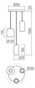 Redo 01-3480 - Luster na lanku BOOM 3xGU10/10W/230V pr. 33 cm čierna/zelená/hnedá
