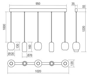 Redo 01-3481 - Luster na lanku BOOM 5xGU10/10W/230V čierna/zelená/hnedá