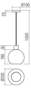 Redo 01-4045 - Luster na lanku ATLANTIS 1xE27/42W/230V pr. 20 cm čierna