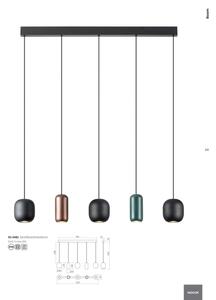 Redo 01-3481 - Luster na lanku BOOM 5xGU10/10W/230V čierna/zelená/hnedá