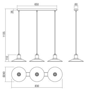 Redo 01-4056 - Luster na lanku FRESNO 3xE27/42W/230V