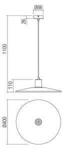 Redo 01-4055 - Luster na lanku FRESNO 1xE27/42W/230V pr. 40 cm