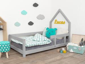 Benlemi Detská posteľ domček POPPI s bočnicou Zvoľte farbu: Svetlo sivá, Rozmer: 80x160 cm, Strana: Vľavo