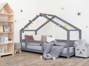 Benlemi Detská posteľ domček LUCKY s bočnicou Zvoľte farbu: Prírodný dekor nelakovaný, Rozmer: 70 x 160 cm