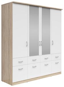 SKRIŇA SO ZRKADLOM, biela, dub sonoma, 181/199/58 cm Boxxx - Skrine, Online Only