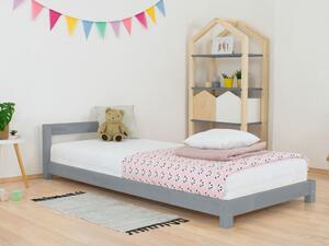Benlemi Detská jednolôžková posteľ s čelom DREAMY Rozmer: 90x180 cm, Zvoľte farbu hranolov: Nelakovaná, Zvoľte farbu plôch: Tmavo sivá