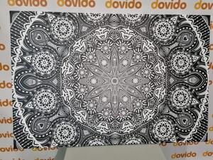 Obraz okrasná Mandala s krajkou v čiernobielom prevedení - 60x40