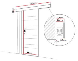 Posuvné dvere SKULEN 5 - 90 cm, biele / čierne sklo