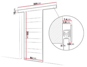Posuvné dvere MANAMI 5 - 80 cm, dub sonoma / čierne sklo