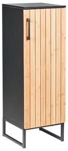 Kúpeľňová skrinka svetlohnedá čierna bambusové drevo oceľ MDF 30 x 90 cm 3 police úložný priestor moderný štýl kúpeľňa