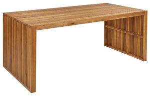 Záhradný jedálenský stôl svetlé akáciové drevo 180 x 90 cm obdĺžnikový tvar pre 6 osôb moderný rustikálny štýl interiér exteriér