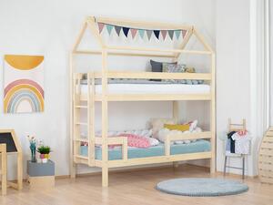 Benlemi Domčeková poschodová posteľ MONTY pre dve deti Zvoľte farbu: Nelakovaná, Výška: 242 cm