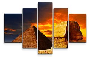 Sablio Obraz - 5-dílný Pyramidy - 125x90 cm