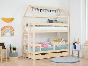 Benlemi Domčeková poschodová posteľ MONTY pre dve deti Zvoľte farbu: Biela, Výška: 222 cm