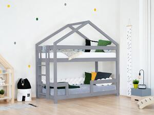 Benlemi Drevená poschodová posteľ KILI v tvare domčeka Zvoľte farbu: Šedá, Výška: 207 cm