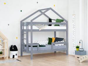 Benlemi Drevená poschodová posteľ KILI v tvare domčeka Zvoľte farbu: Šedá, Výška: 227 cm