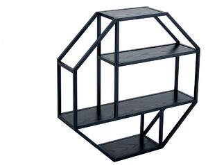 Dizajnový nástenný regál Maille 77 cm čierny jaseň