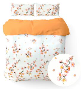 Ervi bavlnené obliečky obojstranné - kvet jablone/oranžové