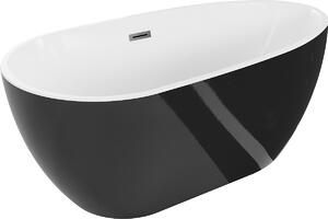 Mexen Eos, voľne stojaca vaňa 170 x 75 cm, biela-čierna, brúsený grafit prepad, 52471707575-95