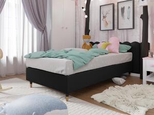 Jednolôžková čalúnená posteľ 80x200 NECHLIN 5 - čierna eko koža