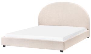 Posteľ svetlobéžová čalúnená polyester 160 x 200 cm zaoblené čelo minimalistický retro dizajn spálňa