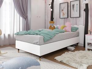 Jednolôžková čalúnená posteľ s matracom 80x200 NECHLIN 5 - biela eko koža