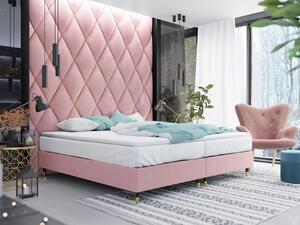 Manželská čalúnená posteľ s matracom 140x200 NECHLIN 5 - ružová