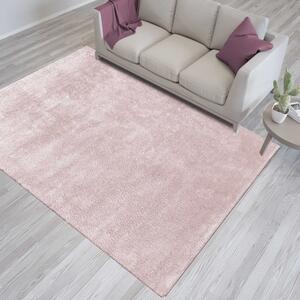 Púdrový koberec s vyšším vlasom Ružová